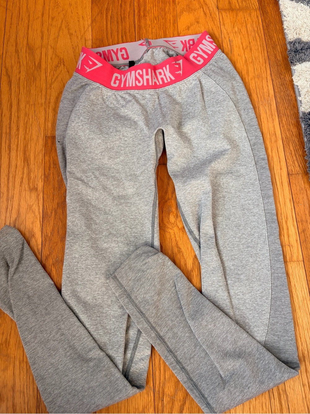 Gymshark Gray Leggings with Pink Branded Waistband